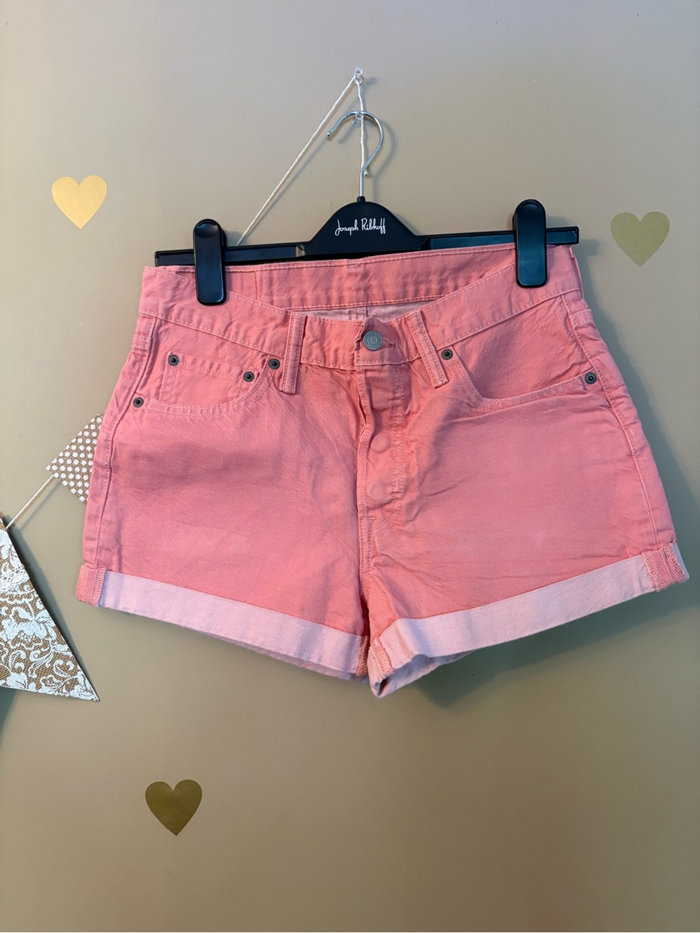 Levi's 501 Original Coral Pink High Rise Denim Shorts Size 29 - Picture 2 of 13